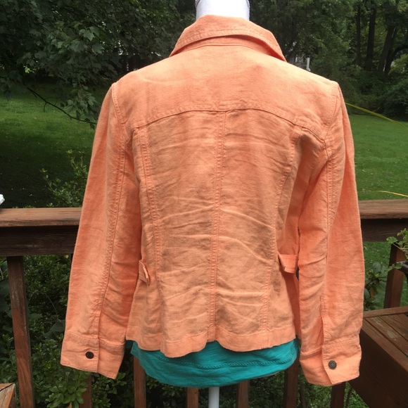 J. Jill Linen Jean Jacket Orange Size SP - Picture 3 of 8